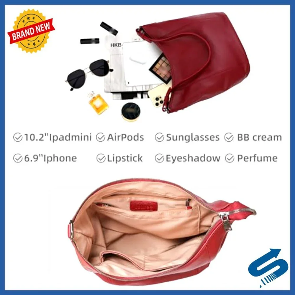 Genuine Leather Hobo Bag Crossbody Shoulder Tote Large Capacity Work Purse